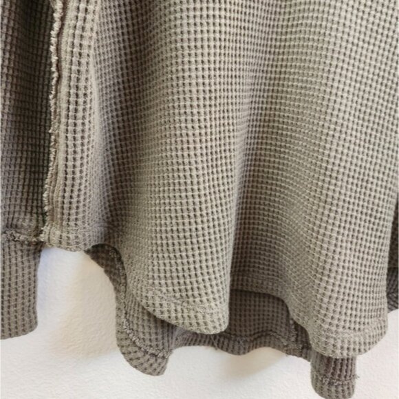 Aerie American Eagle Lumber Jane Waffle Polo Oversized Pullover Top Green Medium - Picture 5 of 8